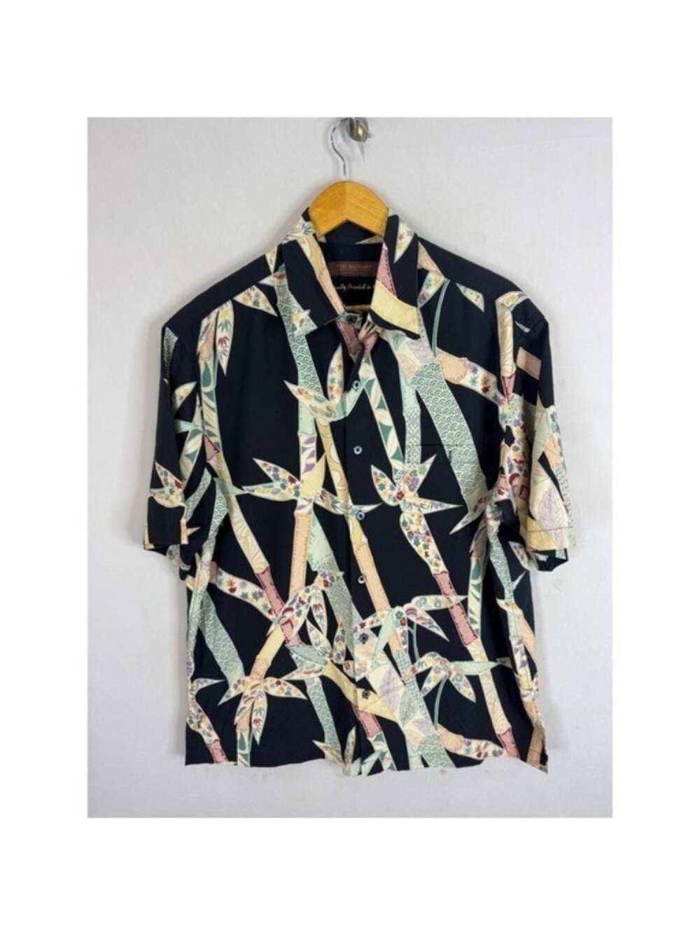 Tori Richard Honolulu Silk Cotton Bamboo Shirt Black Mens L '78 Print Design